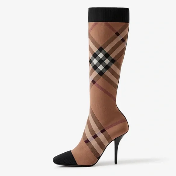 Burberry Dolman Check Sock Boot Size 40 - Picture 1 of 5